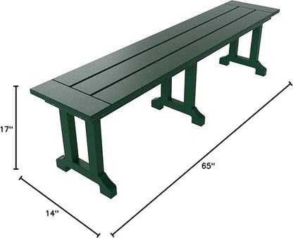 WO WESTIN OUTDOOR HDPE Laguna Trestle 65" Bench,Dark Green
