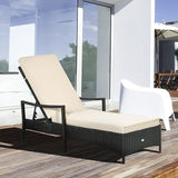 Outsunny Wicker Chaise Lounge, 4 Position Adjustable Backrest and Cushions Outdoor Lounge Chair PE Rattan Sun Lounger - Photo 2