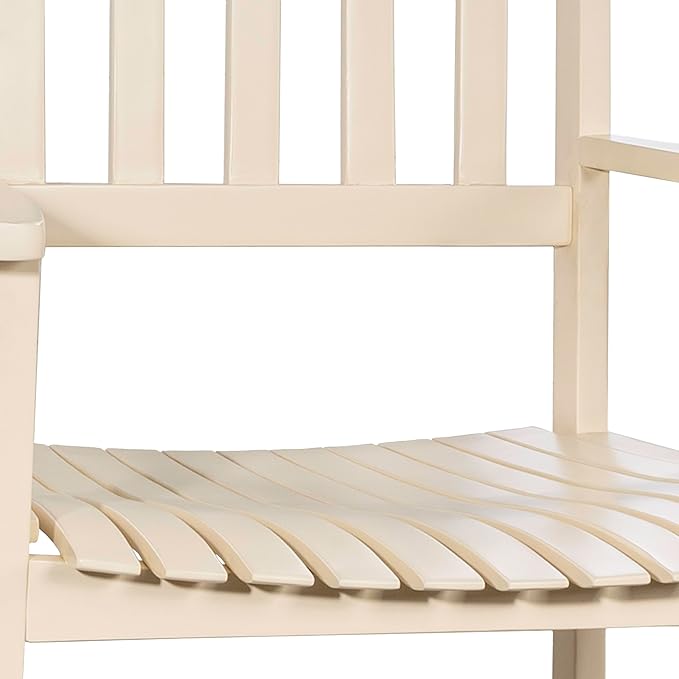 Eyely KCR300D Orvindar Farmhouse Classic Slat-Back 350-LBS Support Acacia Wood Outdoor Rocking Chair, Almond