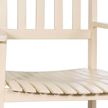 JONATHAN Y RCK300D Seagrove Farmhouse Classic Slat-Back 350-LBS Support Acacia Wood Outdoor Rocking Chair Traditional, Coastal, Cottage, Vintage, Shabby Chic, Almond