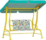 Qaba Kids Patio Swing, 2-Seater Outdoor Porch Swing Chair with Adjustable Canopy, Safety Belt - Photo 1