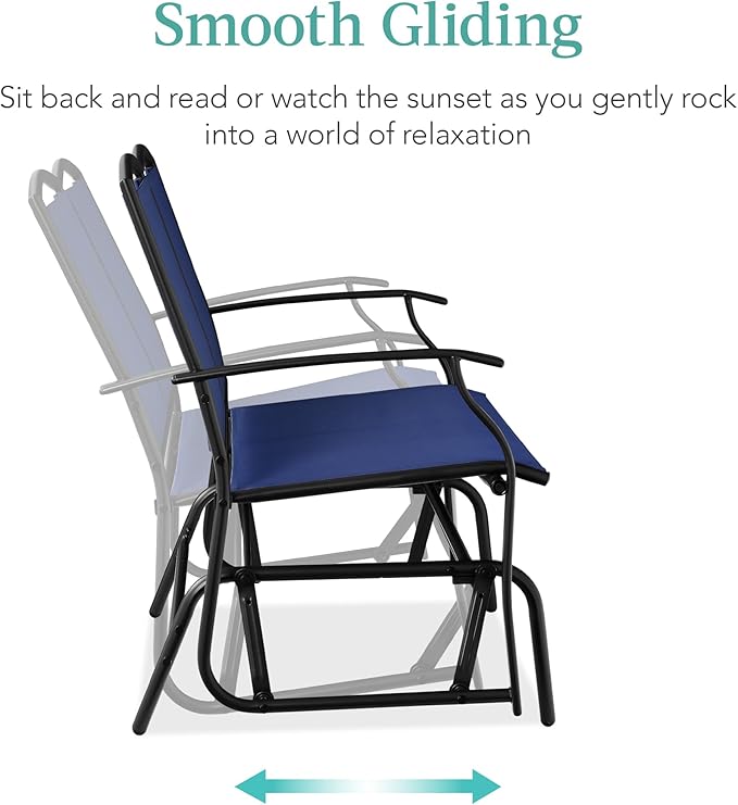 Best Choice Products 2-Person Outdoor Patio Swing Glider Steel Bench Loveseat Rocker for Deck, Porch w/Textilene Fabric - Photo 4