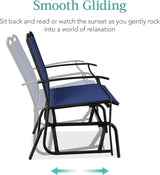 Best Choice Products 2-Person Outdoor Patio Swing Glider Steel Bench Loveseat Rocker for Deck, Porch w/Textilene Fabric - Photo 4