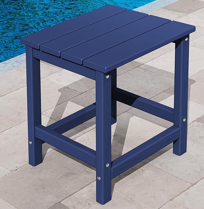KINGYES Adirondack Outdoor Side Table, Navy - Photo 1