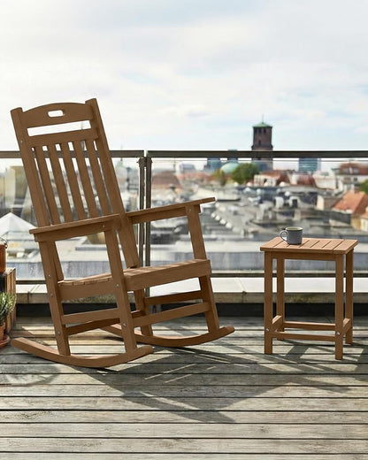 YEFU Outdoor Rocking Chair Porch: Plastic Rocking Chairs for Outside, Weather Resistant for Patio, Waterproof, Rock smoothly, Teak