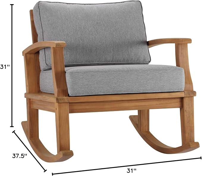 Modway EEI-4177-NAT-GRY Marina Patio Teak Rocking Chair, Natural Gray