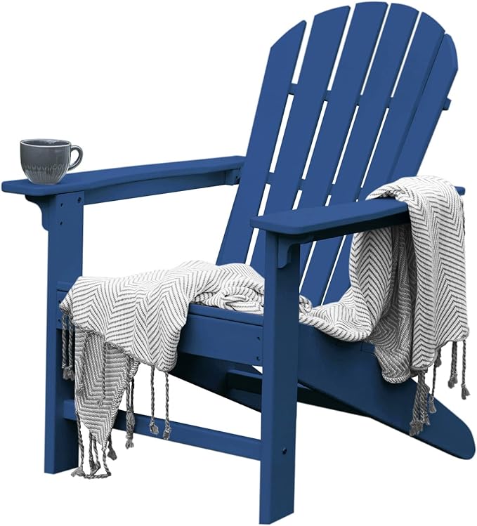 OTSUN Adirondack Chair, HDPE All-Weather Patio Chair, Plastic Lawn Chair 380 lbs Capacity, Outdoor Chairs for Fire Pit, Yard, Porch, Garden, Deck, Swimming Pool, Dark Blue