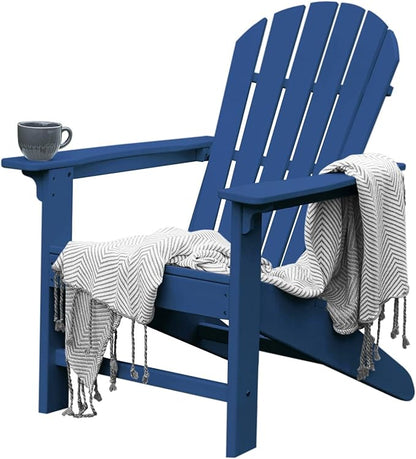 OTSUN Adirondack Chair, HDPE All-Weather Patio Chair, Plastic Lawn Chair 380 lbs Capacity, Outdoor Chairs for Fire Pit, Yard, Porch, Garden, Deck, Swimming Pool, Dark Blue