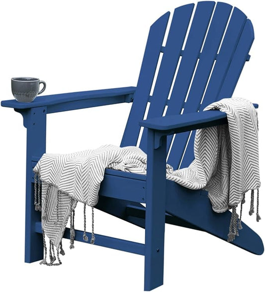 OTSUN Adirondack Chair, HDPE All-Weather Patio Chair, Plastic Lawn Chair 380 lbs Capacity, Outdoor Chairs for Fire Pit, Yard, Porch, Garden, Deck, Swimming Pool, Dark Blue