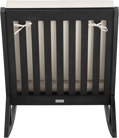 Safavieh PAT7013F Outdoor Collection Vernon White Rocking Chair, Black/Beige