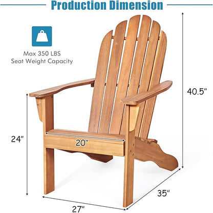 Tangkula Adirondack Chair, Acacia Wood Adirondack Lounger Chair, Outdoor Armchairs with Slatted Seating, Weather Resistant