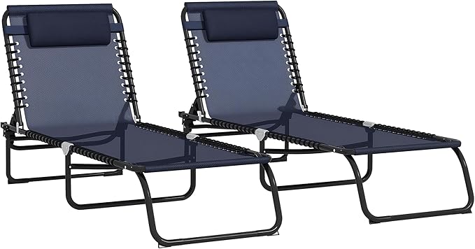 Outsunny Folding Chaise Lounge Chair Set of 2, Patio Sun Tanning Chair - Photo 1