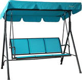 Kozyard 3-Person Outdoor Canopy Porch Swing Chair, Breathable Textilene Armrest Seat, Adjustable Shade - Photo 7