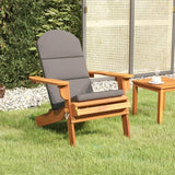 Adirondack Patio Chair with Cushions Solid Acacia Wood Outdoor Lounge Chair Foldable Design Dark Gray Cushions for - Photo 1