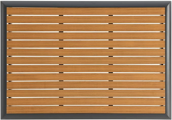 Modway Stance Outdoor Patio Contemporary Modern Wood Grain Aluminum Coffee Table in Gray Natural