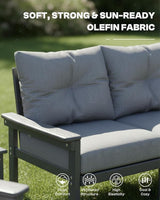Grey HDPE Patio Sofa Set, 4-Piece Sectional Outdoor Patio Furniture Set - Photo 4