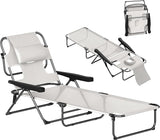 Outsunny Tanning Chaise Lounge Chair, 4-Position Beach Chair with Face & Arm Holes, Pillow headrest - Photo 1