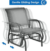 Giantex Swing Glider Chair W/Study Metal Frame Comfortable Patio Chair Love-Seat for Garden, Porch, Backyard, Poolside - Photo 7