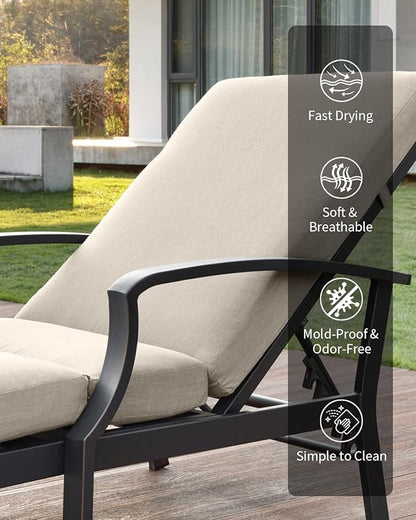 Pool Lounge Chair, Never-Rust Aluminum Outdoor Chaise Lounge with Gray Cushion, Outdoor Lounger Pool Furniture with Adjustable Backrest, Patio Lounge Chair for Outside, Deck, Gunmetal