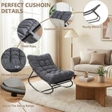 GarveeLife Outdoor Rocking Chair with Cushion, Metal Frame Patio Glider Chair with Oxford Fabric Seat - Photo 5
