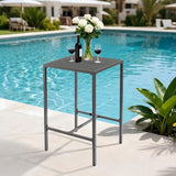 VINGLI 27 Inch Outdoor Bar Table, All-Weather Aluminum Patio Balcony Pub Table for Pool, Blacony, Yard (Gray) - Photo 6