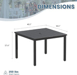 DIFY 40.2" Square Outdoor Dining Table for 4, Slatted Metal Patio Table with Adjustable Umbrella Hole - Photo 3