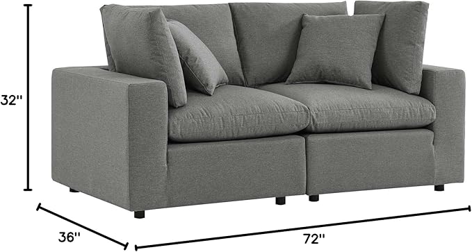 Modway Commix Outdoor Patio Overstuffed Loveseat in Charcoal - Photo 3