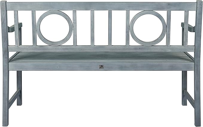 Eyely HNB104B Giana 51.2" 3-Seat Circle-Back 600-Lbs Support Acacia Wood Outdoor Garden Patio Bench for Garden, Lawn, Backyard, Pool, Deck, Beach, Firepit, Gray