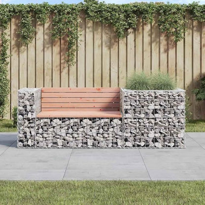 vidaXL Garden Bench, Outdoor Bench with Gabion Basket, Park Bench for Patio Yard, Picnic Bench Chair with Armrest, Solid Wood Douglas, 3196243