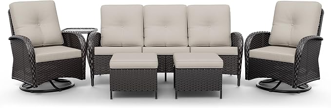 Joyside Wicker Patio Furniture Set, 6 Piece Outdoor Furniture Set with Thickened Cushions, High Back, Deep Seating - Photo 9