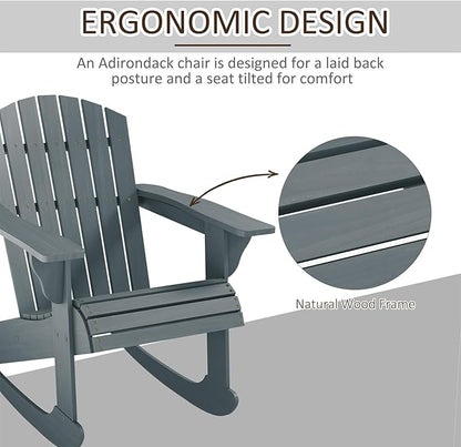 Outdoor Rocking Chair, Solid Wood Patio Rocker, Ergonomic Comfort 285LBS for Porch, Patio, Garden, Backyard