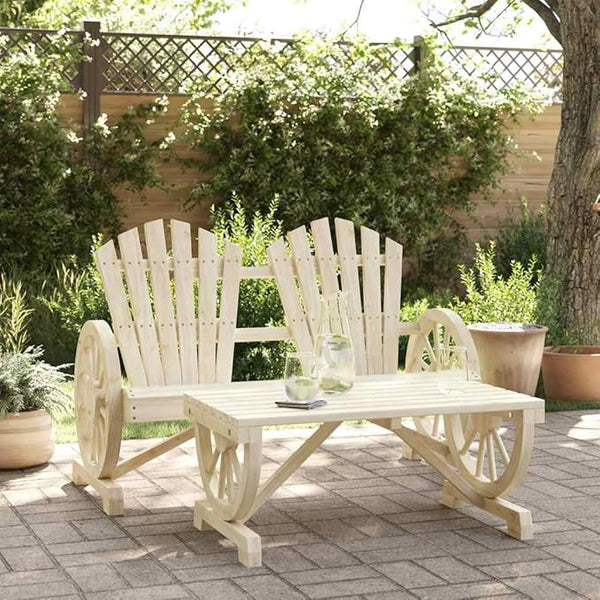 Natural Wood Solid Fir Wood Medium Durable Adirondack Chair and Table Set 4-Piece for Patio - Photo 1