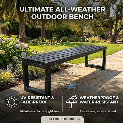 Outdoor Metal Backless Bench, Garden Bench 880lbs Capacity, 3.3ft 3.9ft 4.9ft 5.9ft All-Weather Steel Patio Benches for Outside Front Porch Yard Deck Pathway Seating(Orange,5.9ft)