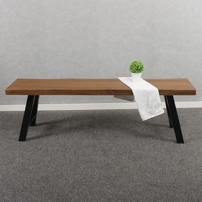 MBQQ 55 inch Outdoor Soild Wood Bench, Patio Picnic Bench - Photo 3