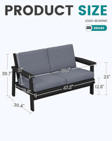 SERWALL Patio Furniture Set with 33” Fire Pit Table, HDPE Outdoor Sectional Sofa Set with Thickened Cushions - Photo 4