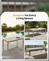Never-Rust Aluminum Outdoor Coffee Table, All-Weather Patio Coffee Table with Faux Wood Grain Finish Frame, Rectangle - Photo 9