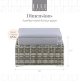 Elle Decor Vallauris Patio Outdoor Furniture Collection, Premium All Weather Wicker, Ottoman, Gray - Photo 3