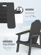 LUE BONA HDPE Adirondack Chair Set of 1 - Weather Resistant Outdoor Seating with Cup Holder for Patio, Deck - Photo 4