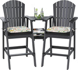 Sundale Outdoor Tall Adirondack Chairs Set of 2 with Table, Patio HDPE Bar Set, 3 PCS Counter Height Dining Bistro Set - Photo 1
