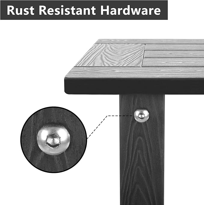 Double Adirondack Side Table Weather Resistant, Outdoor Rectangular End Table for Adirondack Chair - Photo 5