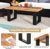 Giantex Teak Outdoor Coffee Table, Rectangular Resin Side Table with River Feel Epoxy Tabletop - Photo 3