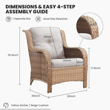 Belord Patio Chairs Set of 2-300 LBS Weight Capacity Outdoor Wicker Chairs with High Backrest Removable Cushion - Photo 3