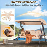 3 in 1 Outdoor Porch Swing with Adjustable Canopy, 3 Seat Outdoor Swing for Adults - Photo 3