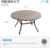 VICLLAX 53" Round Patio Table with Umbrella Hole, All Weather Metal Outdoor Dining Table for 6-8 - Photo 2