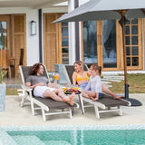 Outdoor Chaise Lounge Chair Set of 2, 5-Position Adjustable Patio Lounge Chair with Wheels & Cup Holder - Photo 2