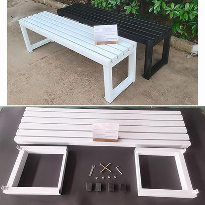 Outdoor Bench Weatherproof Garden Bench Metal Outdoor Seating All Weather Park Bench Outside Bench, Easy to Assemble(Blue,120cm/47in)