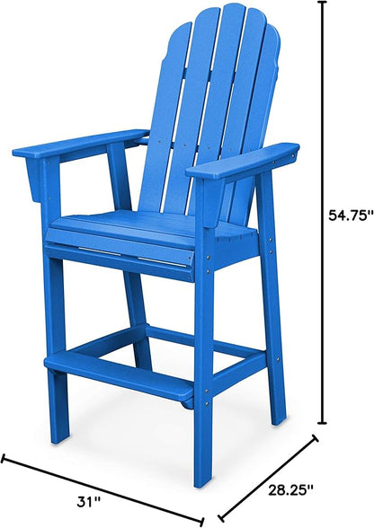 POLYWOOD® Vineyard Curveback Adirondack Bar Chair in Pacific Blue