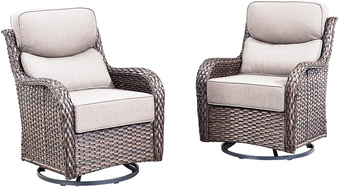 Luxury Outdoor Swivel Rocker Patio Chairs Set of 2 with 6-Inch Thick Cushions - Photo 9