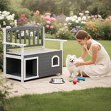 VINGLI Outdoor Storage Bench with Built-in Dog House - Photo 9