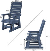 Poly Lumber Patio Glider with Cup Holders, High Backrest and Deep Contoured Seat, HIPS Material, All-Weather Resistant - Photo 2